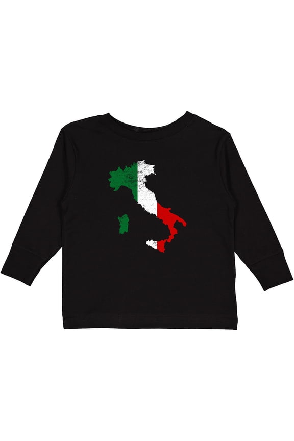 Italian Map Flag Boys or Girls Long Sleeve Toddler T-Shirt