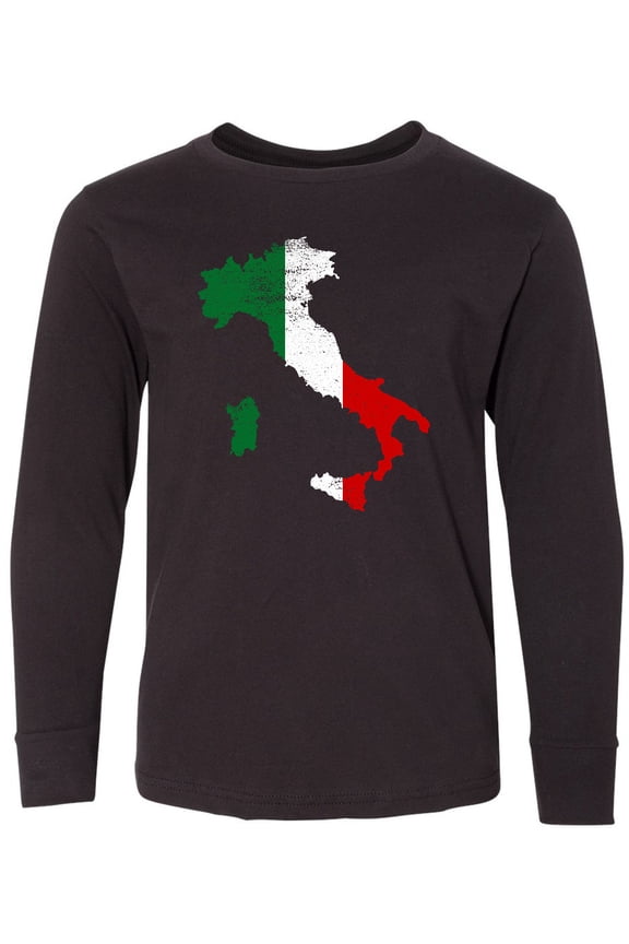 Italian Map Flag Long Sleeve Youth T-Shirt