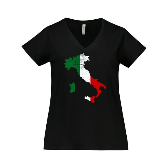 Inktastic Italian Map Flag Women's Plus Size V-Neck T-Shirt