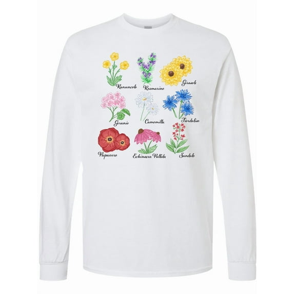 Inktastic Italian Wild Flower Chart Long Sleeve T-Shirt