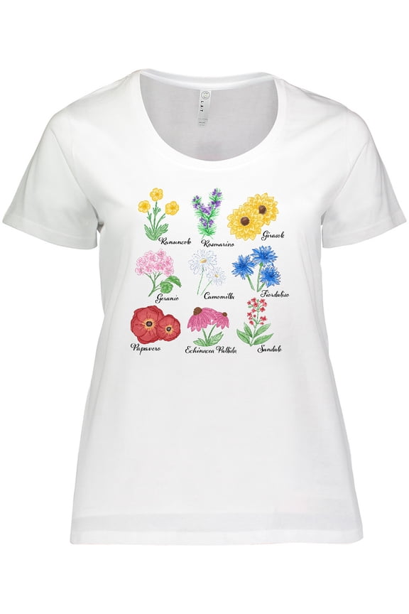 Italian Wild Flower Chart Women's Plus Size T-Shirt