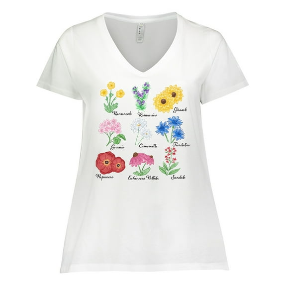 Inktastic Italian Wild Flower Chart Women's Plus Size V-Neck T-Shirt