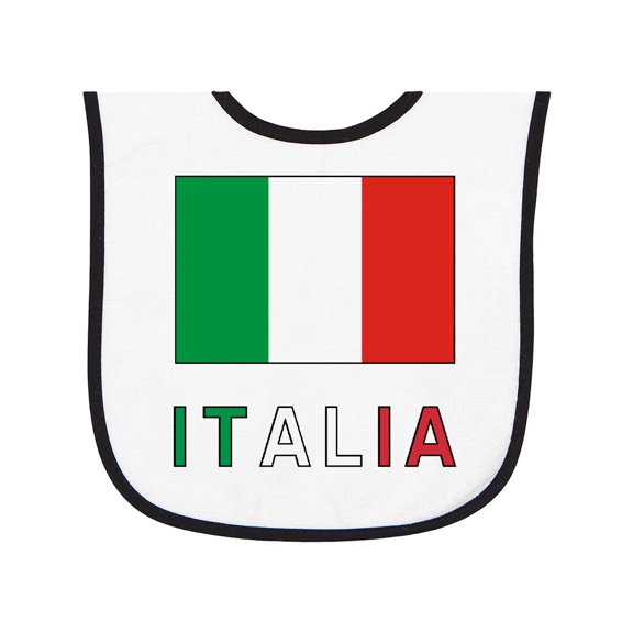 Inktastic Italy Flag & Italia Black Border Baby Terry Cloth Bib