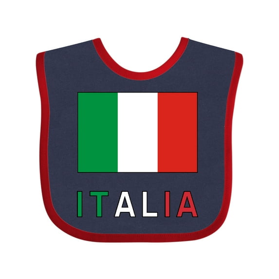 Inktastic Italy Flag & Italia Black Border Boys or Girls Baby Bib