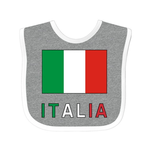 Inktastic Italy Flag & Italia Black Border Boys or Girls Baby Bib