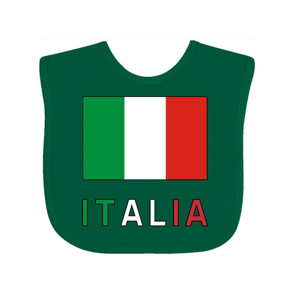 Inktastic Italy Flag & Italia Black Border Boys or Girls Baby Bib