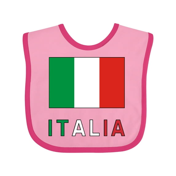 Inktastic Italy Flag & Italia Black Border Boys or Girls Baby Bib