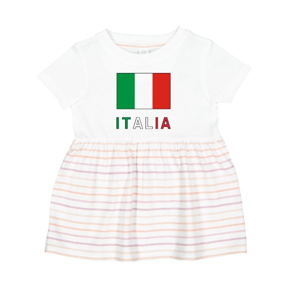 Inktastic Italy Flag & Italia Black Border Girls Baby Dress