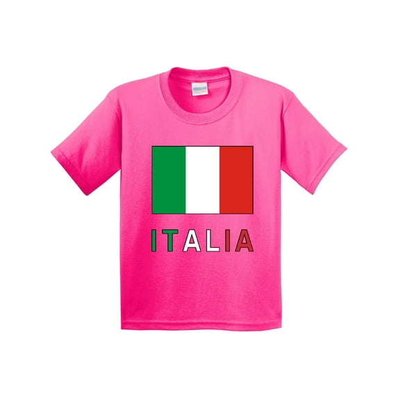 Inktastic Italy Flag & Italia Black Border Youth T-Shirt
