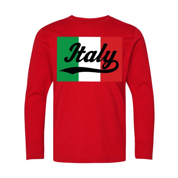 Inktastic Italy Flag Long Sleeve Youth T-Shirt