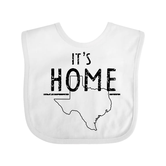 Inktastic Its Home- State of Texas Outline Distressed Text Boys or Girls Baby Bib