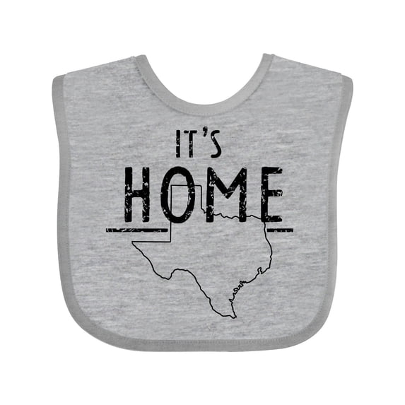 Inktastic Its Home- State of Texas Outline Distressed Text Boys or Girls Baby Bib