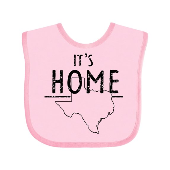 Inktastic Its Home- State of Texas Outline Distressed Text Boys or Girls Baby Bib
