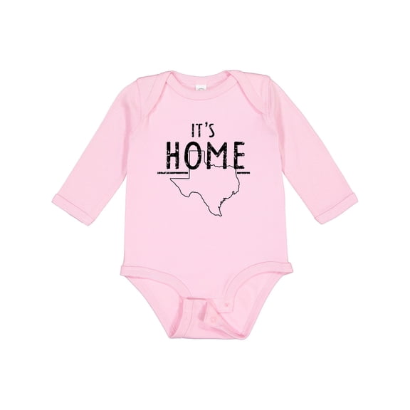 Inktastic Its Home- State of Texas Outline Distressed Text Boys or Girls Long Sleeve Baby Bodysuit