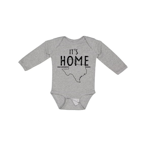 Inktastic Its Home- State of Texas Outline Distressed Text Boys or Girls Long Sleeve Baby Bodysuit