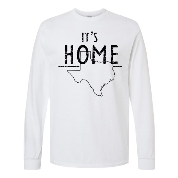 Inktastic Its Home State of Texas Outline Distressed Text Long Sleeve T-Shirt