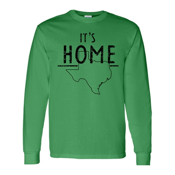 Inktastic Its Home State of Texas Outline Distressed Text Long Sleeve T-Shirt