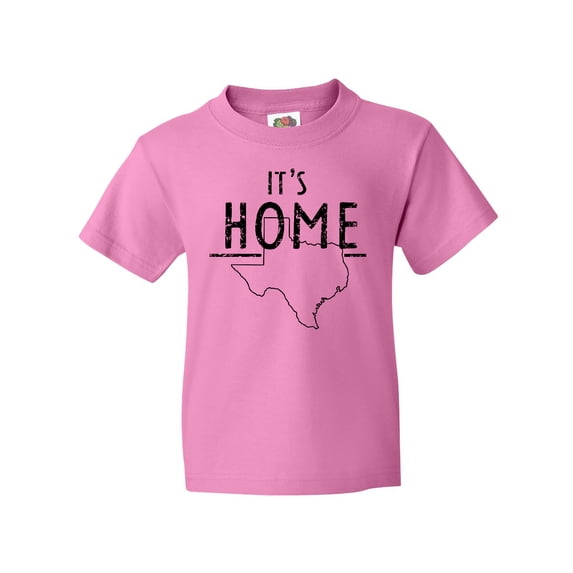 Inktastic Its Home- State of Texas Outline Distressed Text Youth T-Shirt