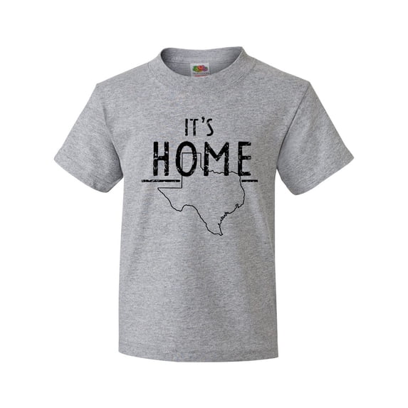 Inktastic Its Home- State of Texas Outline Distressed Text Youth T-Shirt