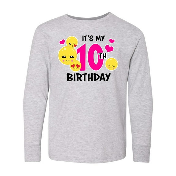 Inktastic Its My 10th Birthday with Smiling Emoticons Long Sleeve Youth T-Shirt