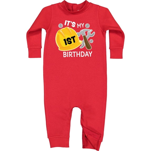 Inktastic Its My 1st Birthday with Construction Tools Baby Fleece Romper