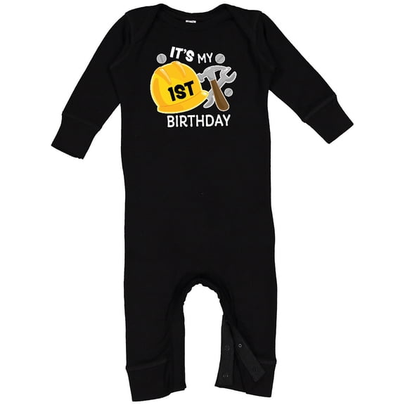 Inktastic Its My 1st Birthday with Construction Tools Baby Romper Coveralls