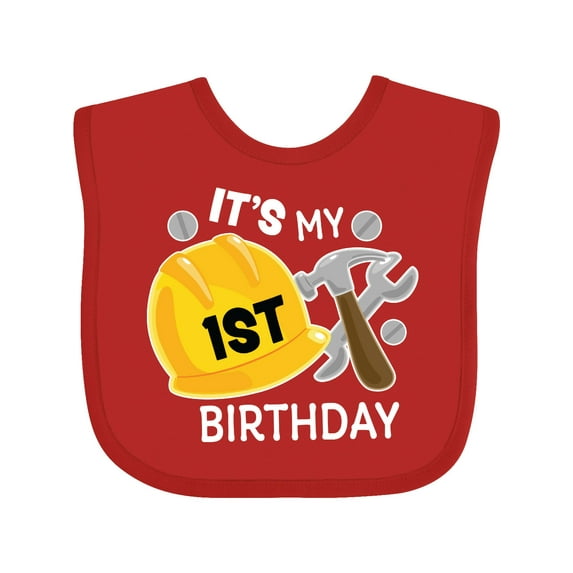 Inktastic Its My 1st Birthday with Construction Tools Boys Baby Bib