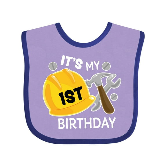 Inktastic Its My 1st Birthday with Construction Tools Boys Baby Bib