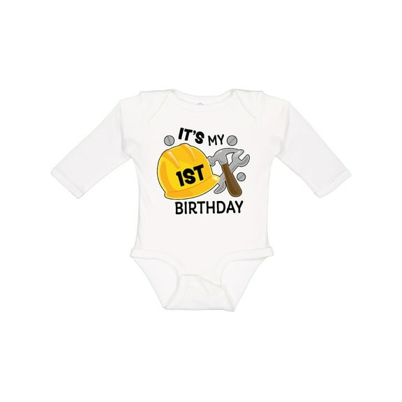 Inktastic Its My 1st Birthday with Construction Tools Boys Long Sleeve Baby Bodysuit