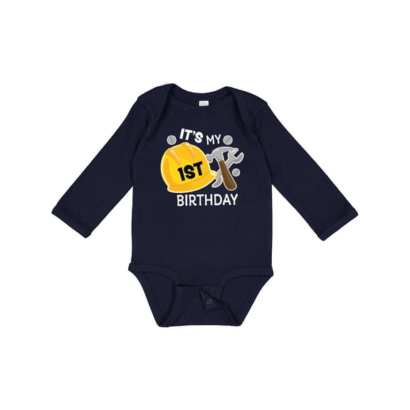 Inktastic Its My 1st Birthday with Construction Tools Boys Long Sleeve Baby Bodysuit