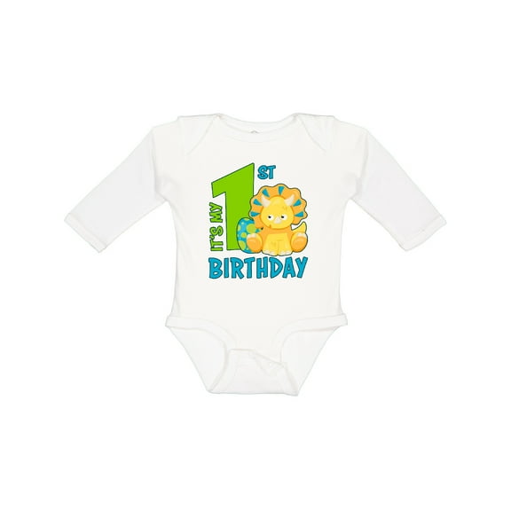 Inktastic Its My 1st Birthday with Dinosaur Boys or Girls Long Sleeve Baby Bodysuit