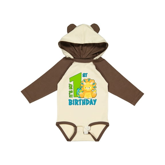Inktastic Its My 1st Birthday with Dinosaur Boys or Girls Long Sleeve Baby Bodysuit