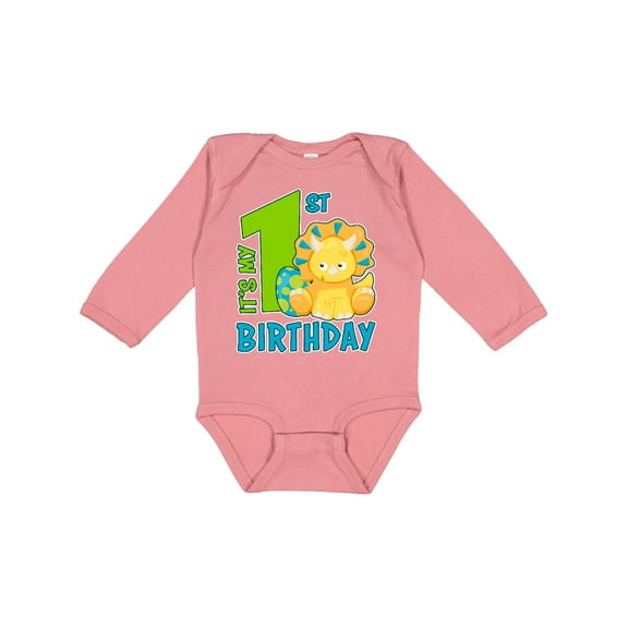 Inktastic Its My 1st Birthday with Dinosaur Boys or Girls Long Sleeve Baby Bodysuit