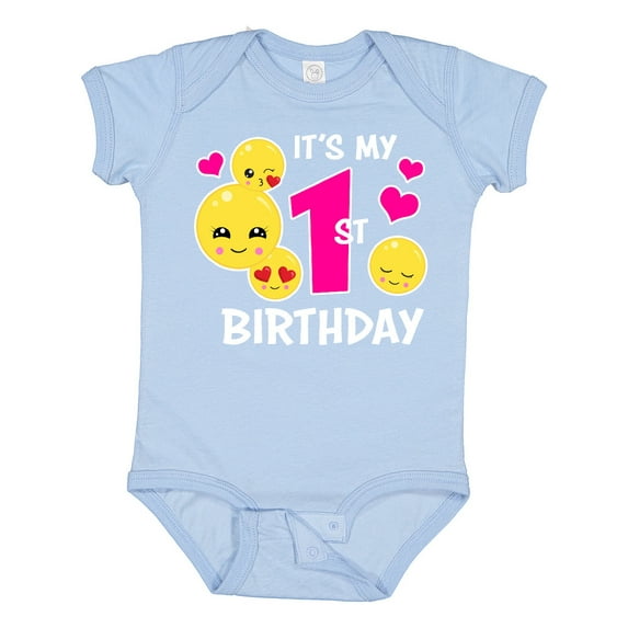 Inktastic Its My 1st Birthday with Smiling Emoticons Girls Baby Bodysuit