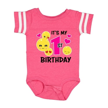Inktastic Its My 1st Birthday with Smiling Emoticons Girls Baby Bodysuit