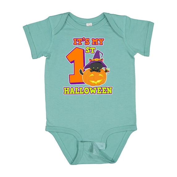 Inktastic Its My 1st Halloween with Cat Mouse and Pumpkin Boys or Girls Baby Bodysuit
