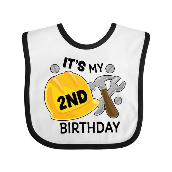 Inktastic Its My 2nd Birthday with Construction Tools Boys Baby Bib