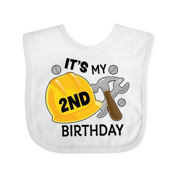 Inktastic Its My 2nd Birthday with Construction Tools Boys Baby Bib