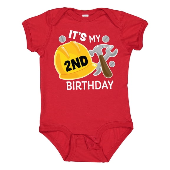 Inktastic Its My 2nd Birthday with Construction Tools Boys Baby Bodysuit