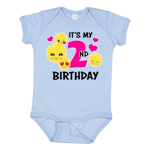 Inktastic Its My 2nd Birthday with Emojis Girls Baby Bodysuit