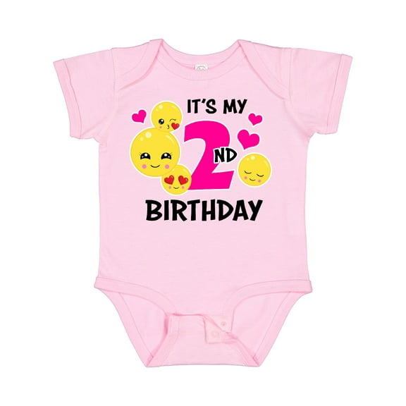 Inktastic Its My 2nd Birthday with Emojis Girls Baby Bodysuit