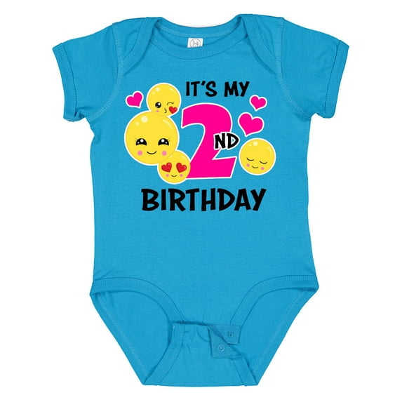 Inktastic Its My 2nd Birthday with Emojis Girls Baby Bodysuit