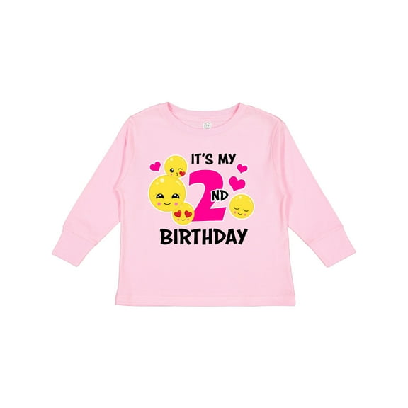Inktastic Its My 2nd Birthday with Smiling Emoticons Girls Long Sleeve Toddler T-Shirt
