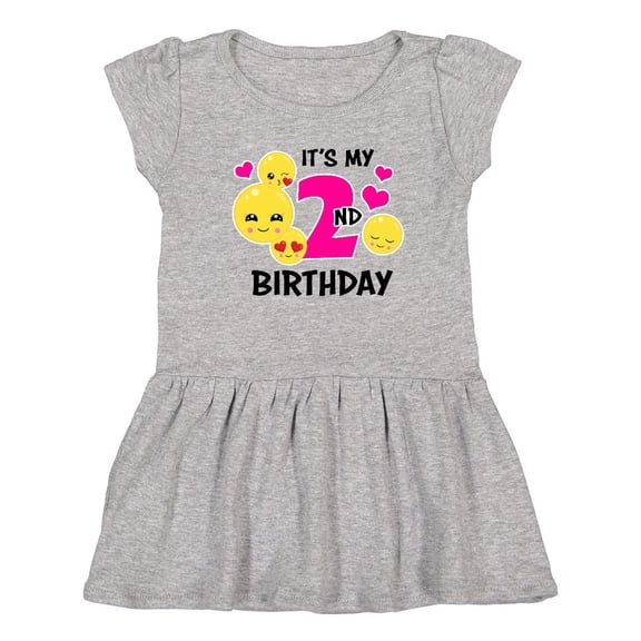 Inktastic Its My 2nd Birthday with Smiling Emoticons Girls Toddler Dress