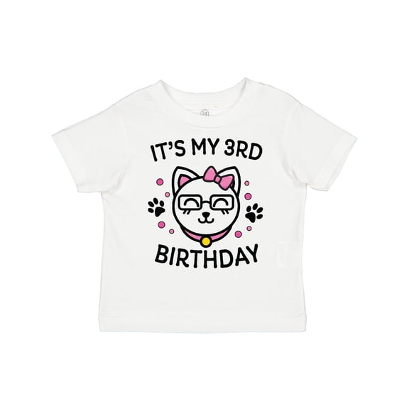 Inktastic Its My 3rd Birthday with Cat in Glasses Girls Toddler T-Shirt
