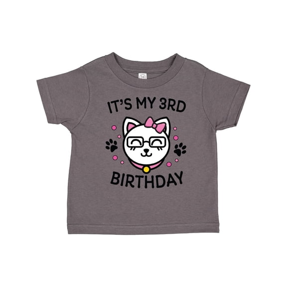Inktastic Its My 3rd Birthday with Cat in Glasses Girls Toddler T-Shirt
