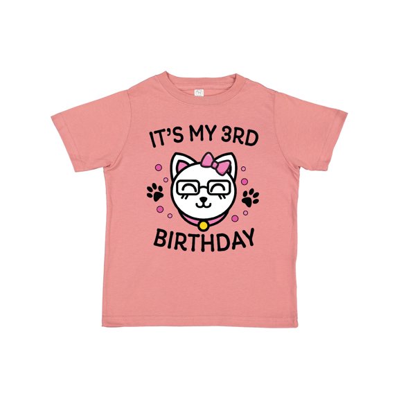 Inktastic Its My 3rd Birthday with Cat in Glasses Girls Toddler T-Shirt
