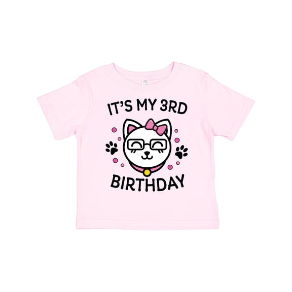 Inktastic Its My 3rd Birthday with Cat in Glasses Girls Toddler T-Shirt