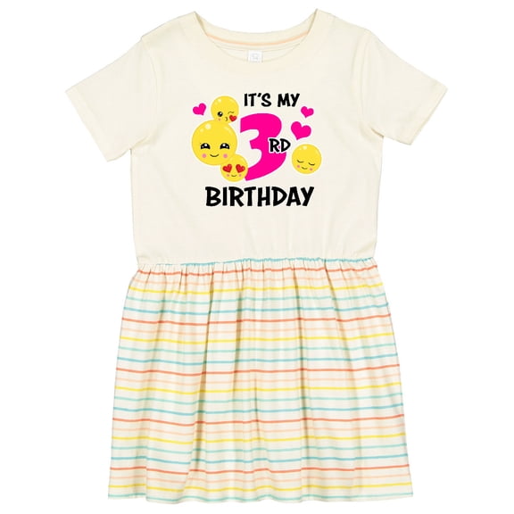 Inktastic Its My 3rd Birthday with Smiling Emoticons Girls Toddler Dress