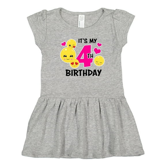Inktastic Its My 4th Birthday with Smiling Emoticons Girls Toddler Dress